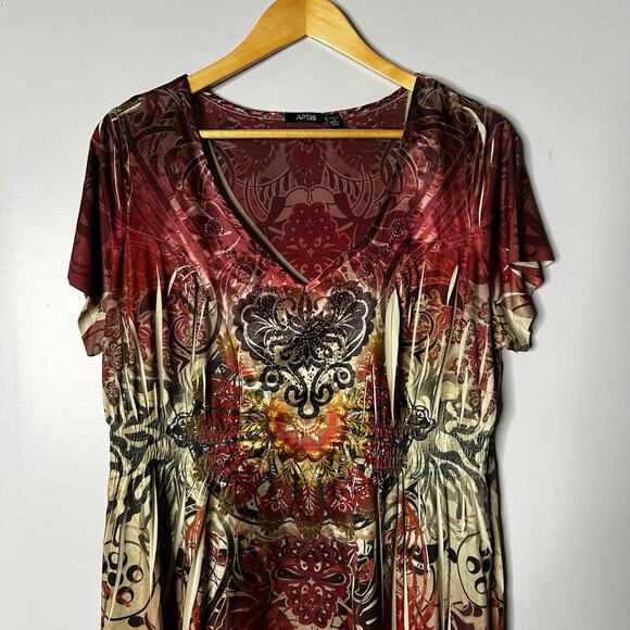 Apt 9 Womens Y2K Fairy Grunge Rhinestone Babydoll Top Size 1X Flowy Artsy Hippie - Picture 2 of 8